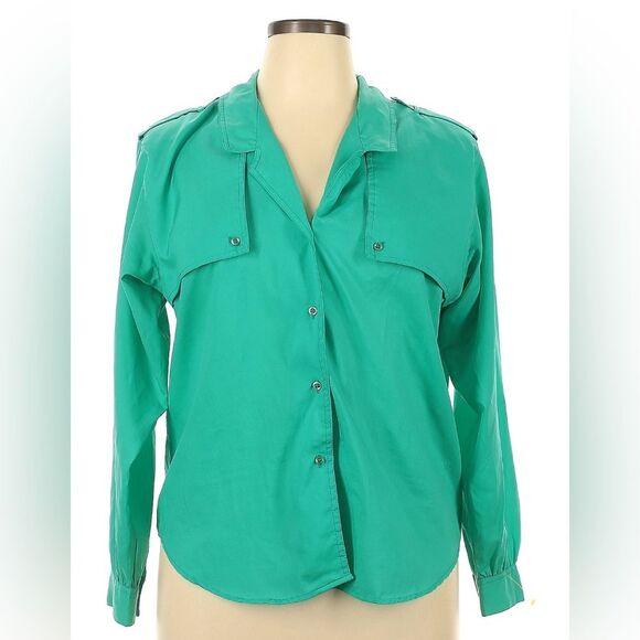 Diane Von Furstenberg Vintage 80s shoulder‎ pad shoulder Lapel Blouse Size 10 - Picture 1 of 6